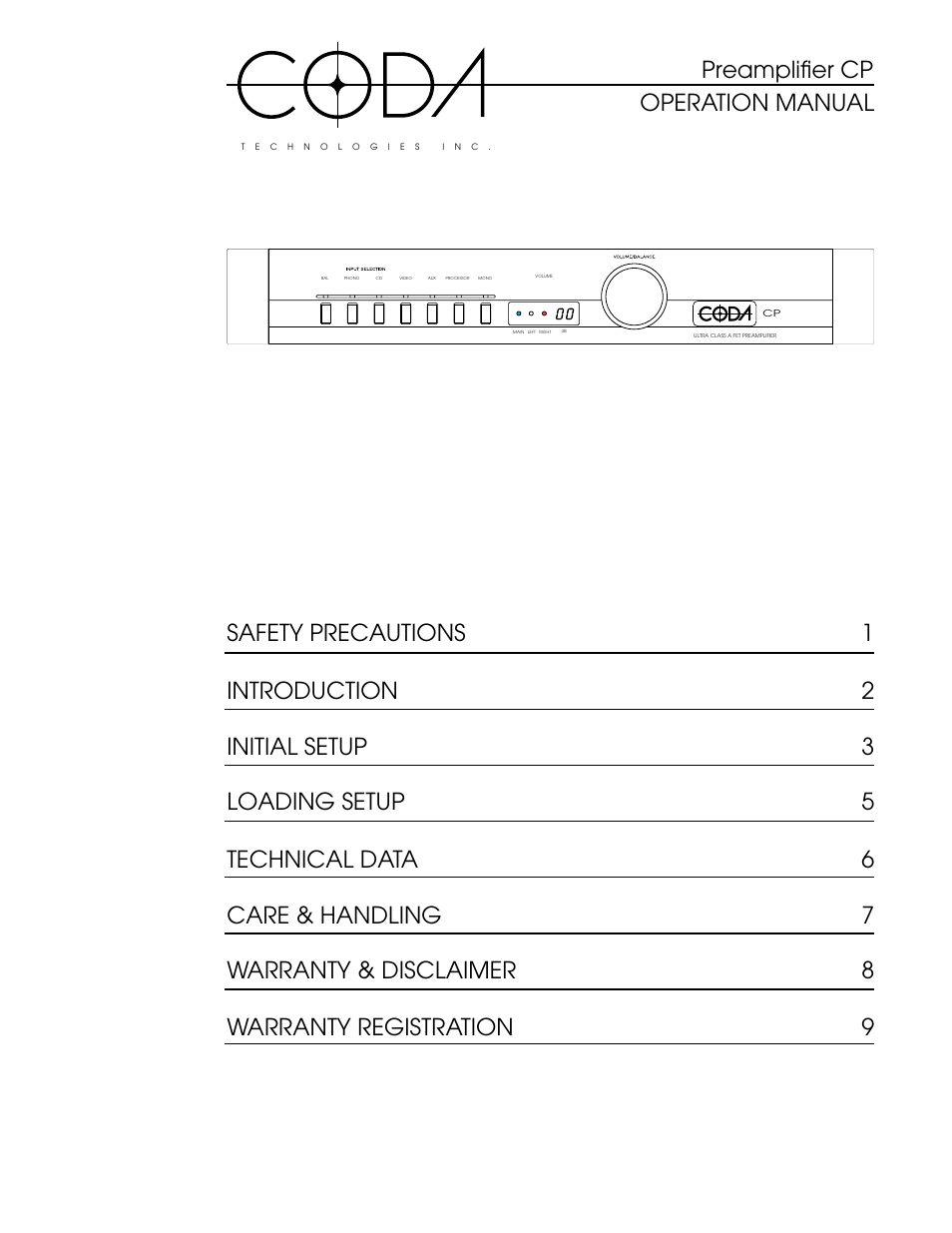 Coda CP Phono and Line Preamplifier User Manual | 11 pages