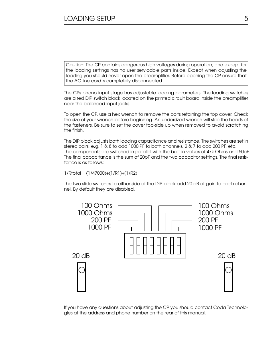 5 loading.ai, 5loading setup | Coda CP Phono and Line Preamplifier User Manual | Page 6 / 11
