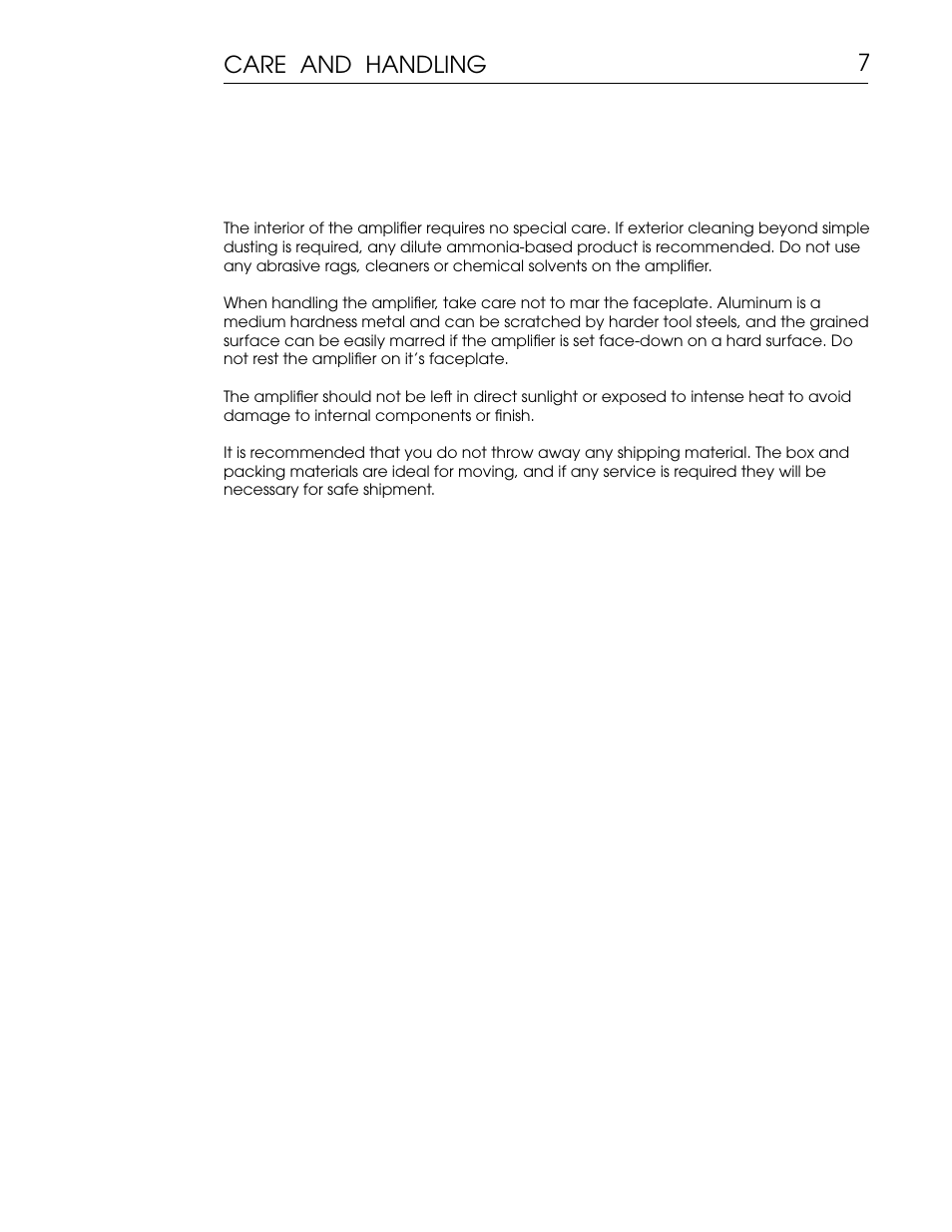 7 handling.ai, 7care and handling | Coda CP Phono and Line Preamplifier User Manual | Page 8 / 11