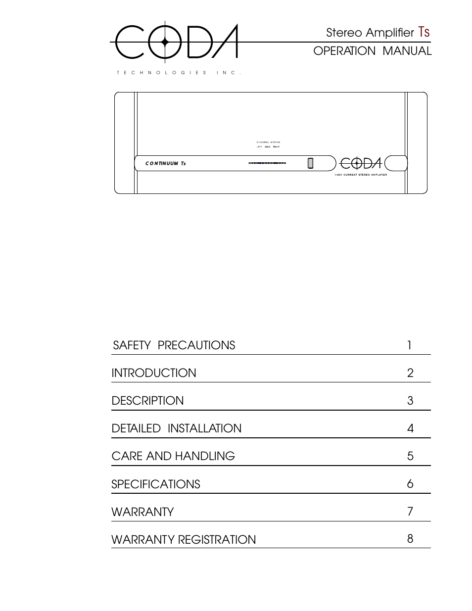 Coda Continuum Ts User Manual | 11 pages