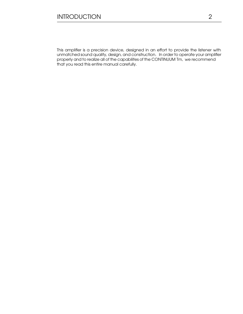 Cx manual web 3, 2introduction | Coda Continuum Monoblock Amplifier Tm User Manual | Page 3 / 11