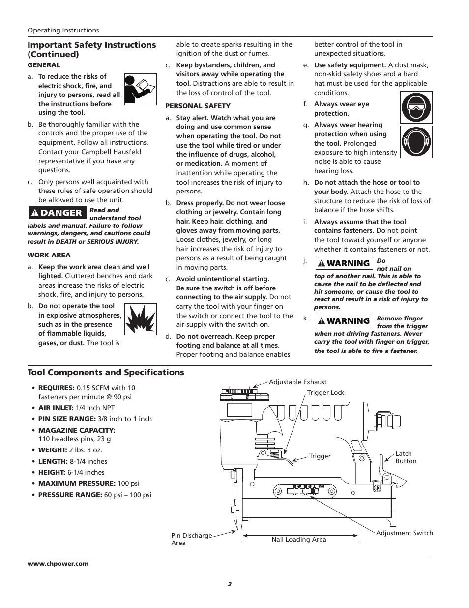 Campbell Hausfeld CHN10510 User Manual | Page 2 / 24