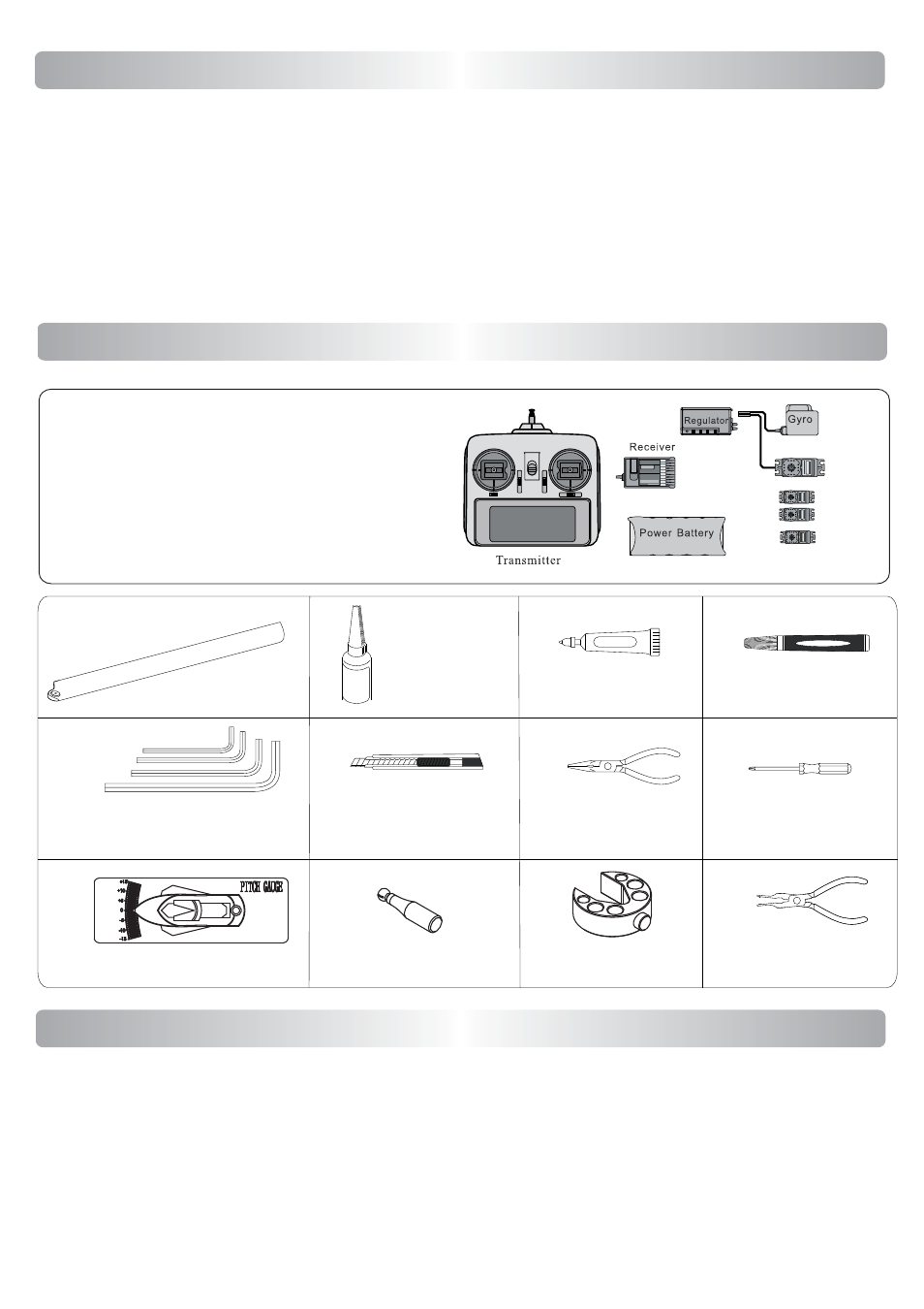 Necessary items, Preassembly information, Guidelines for safe r/c helicopter flight | Compass Atom 500 User Manual | Page 3 / 26