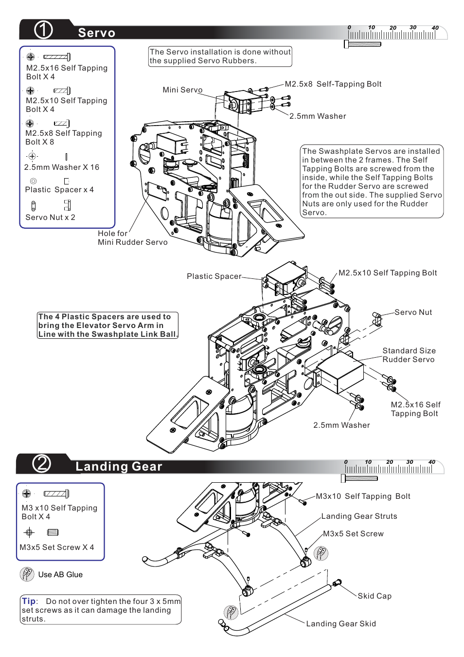 Servo, Landing gear | Compass Atom 500 User Manual | Page 5 / 26