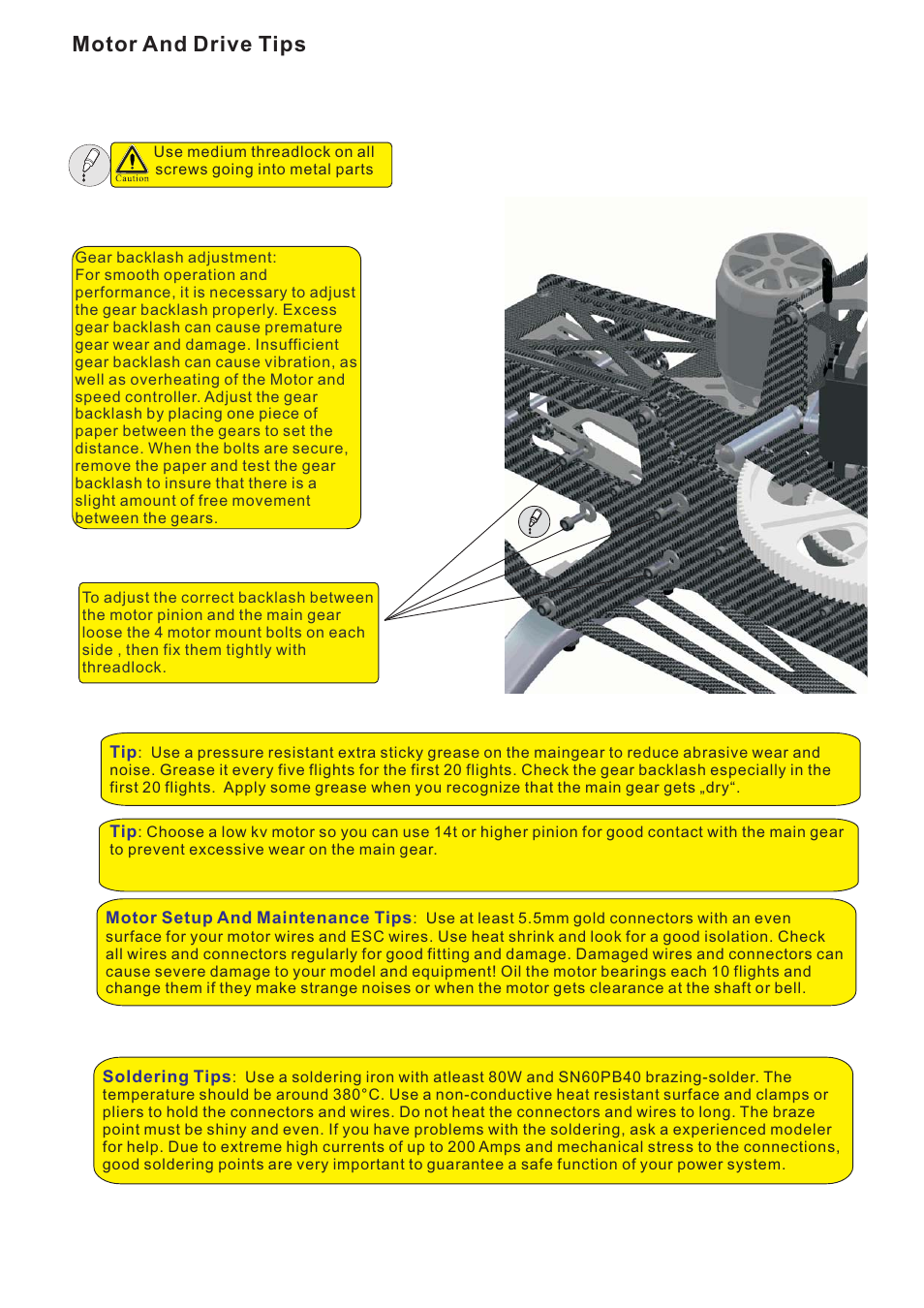 Motor and drive tips | Compass Atom 7HV Ultimate User Manual | Page 12 / 36