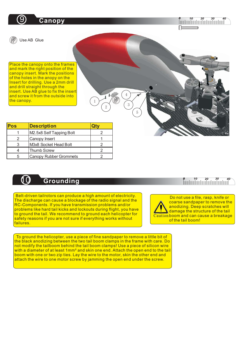 Canopy, Grounding, Pos description qty | Compass Atom 7HV Ultimate User Manual | Page 22 / 36