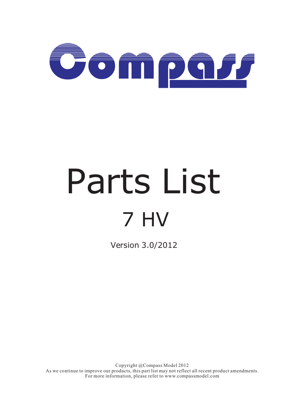 7hvpartlistv3, Cover, Parts list | 7 hv | Compass Atom 7HV Ultimate User Manual | Page 25 / 36