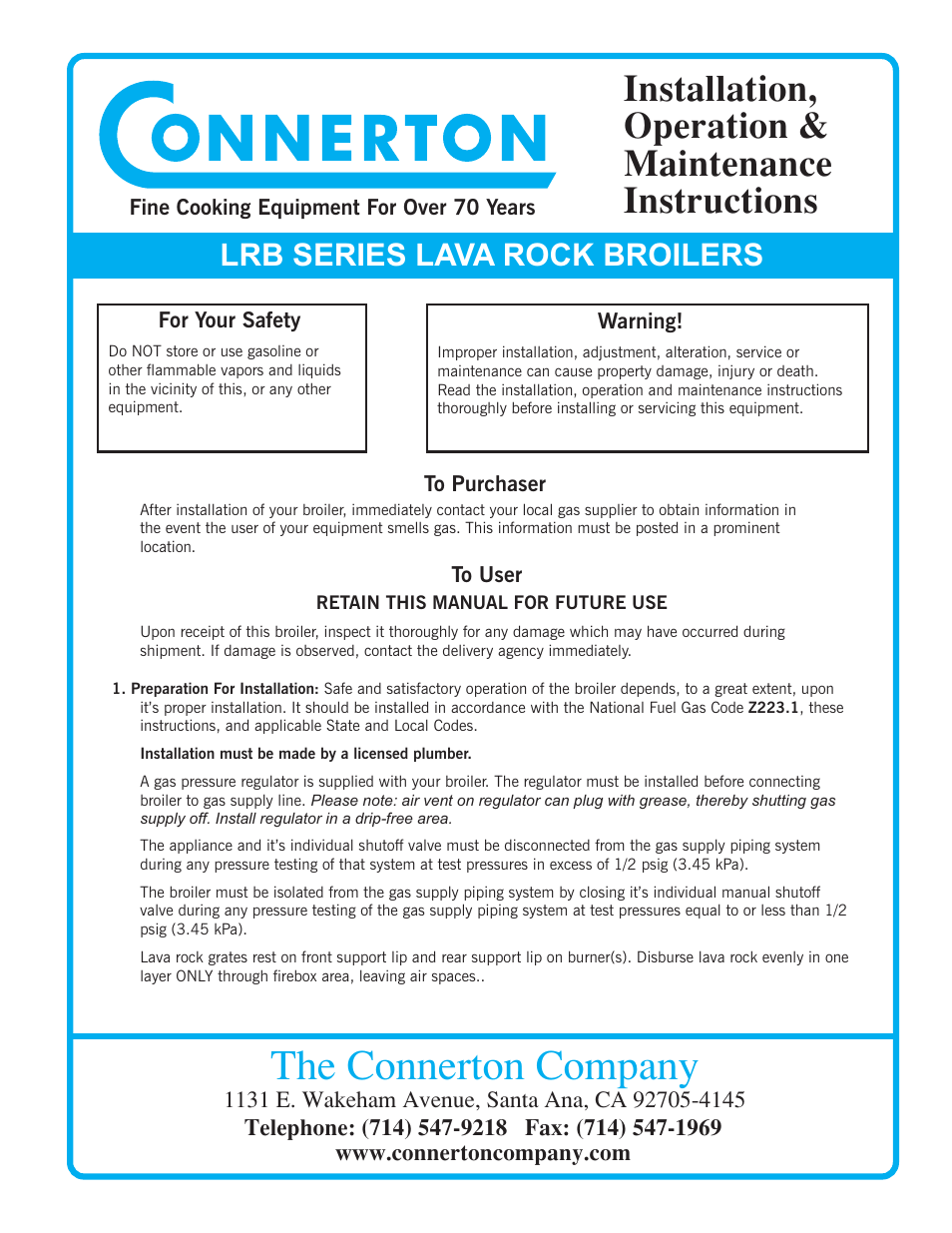Connerton LRB Series User Manual | 4 pages