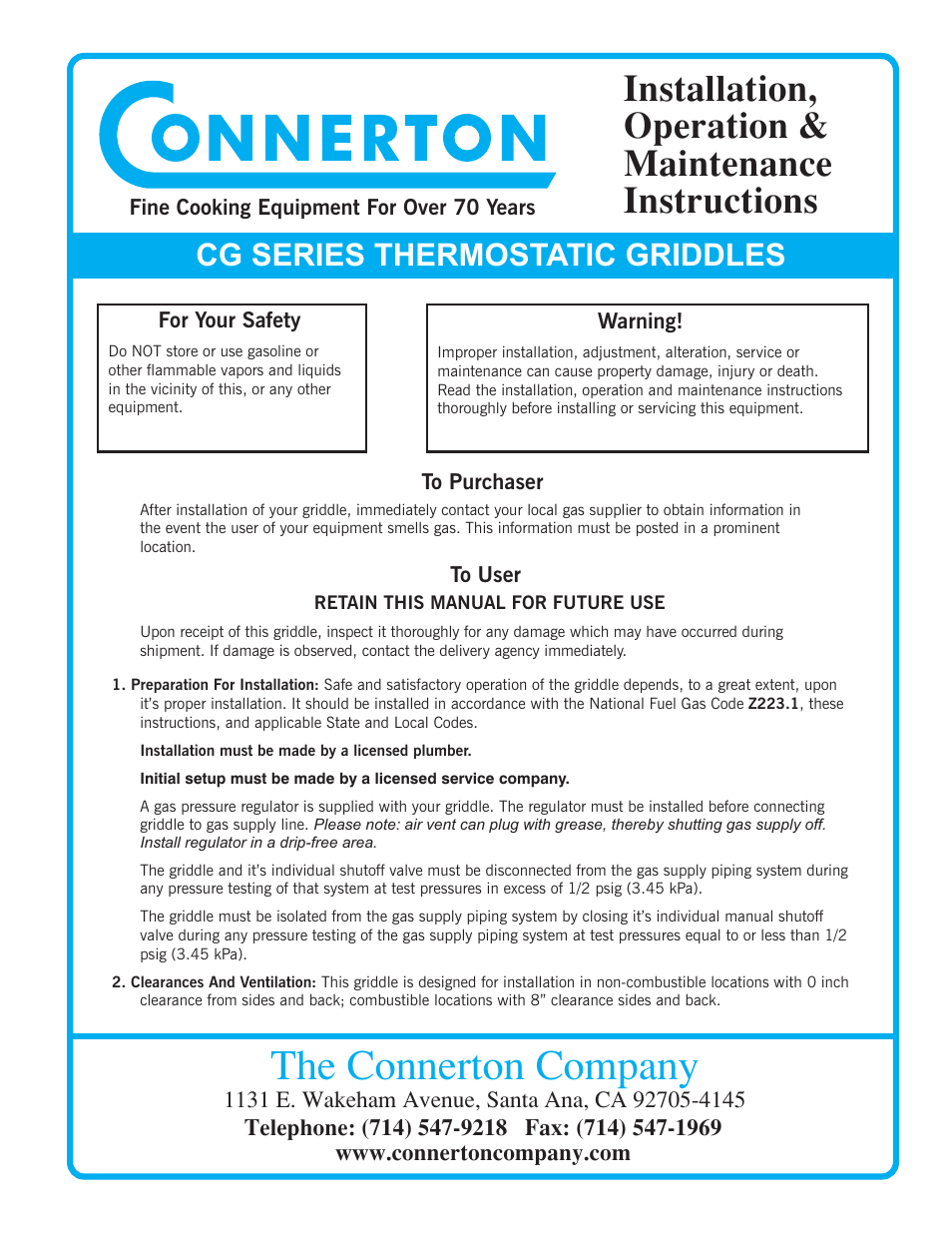 Connerton CG-T Series User Manual | 4 pages