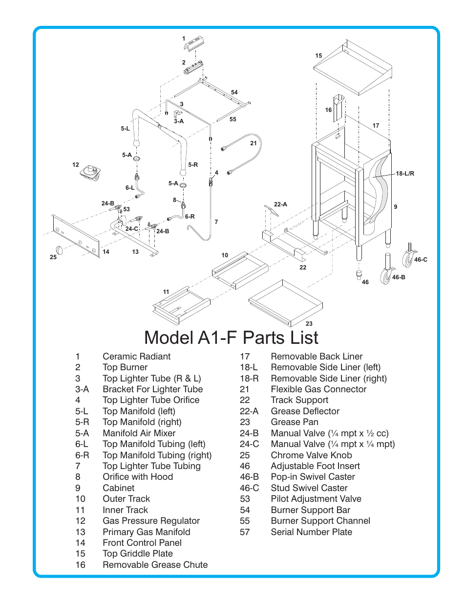 Model a1-f parts list | Connerton Model A-1F User Manual | Page 8 / 12