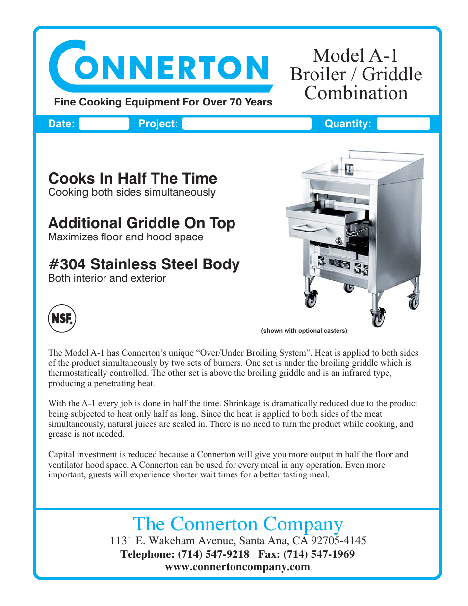 Connerton Model A-1 User Manual | 2 pages