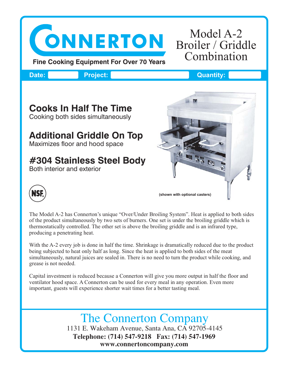Connerton Model A-2 User Manual | 2 pages