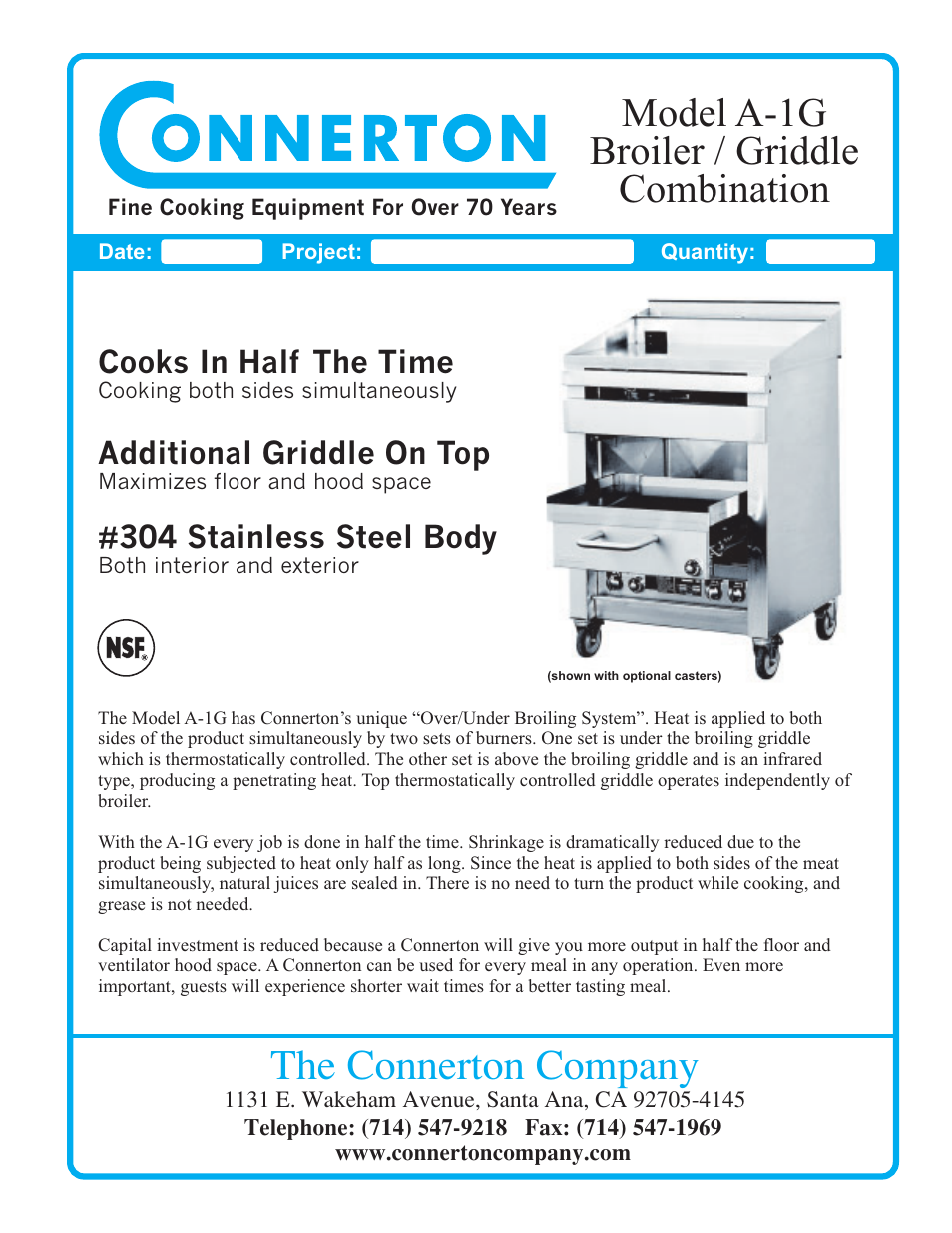 Connerton Model A1-G User Manual | 2 pages