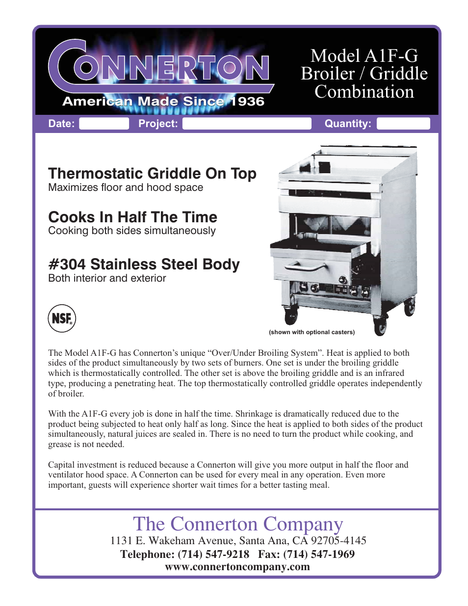 Connerton Model A1F-G User Manual | 2 pages