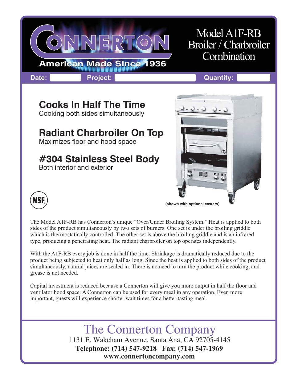 Connerton Model A1F-RB User Manual | 2 pages