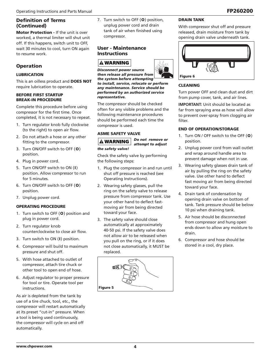 Campbell Hausfeld FP260200 User Manual | Page 4 / 24