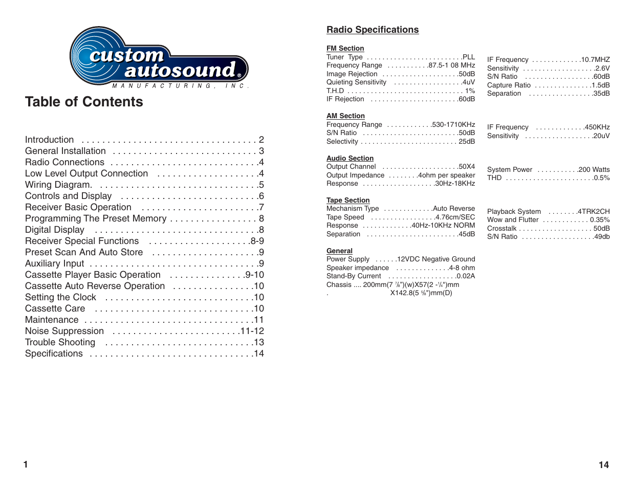 Custom Autosound USA-1 User Manual | Page 2 / 8