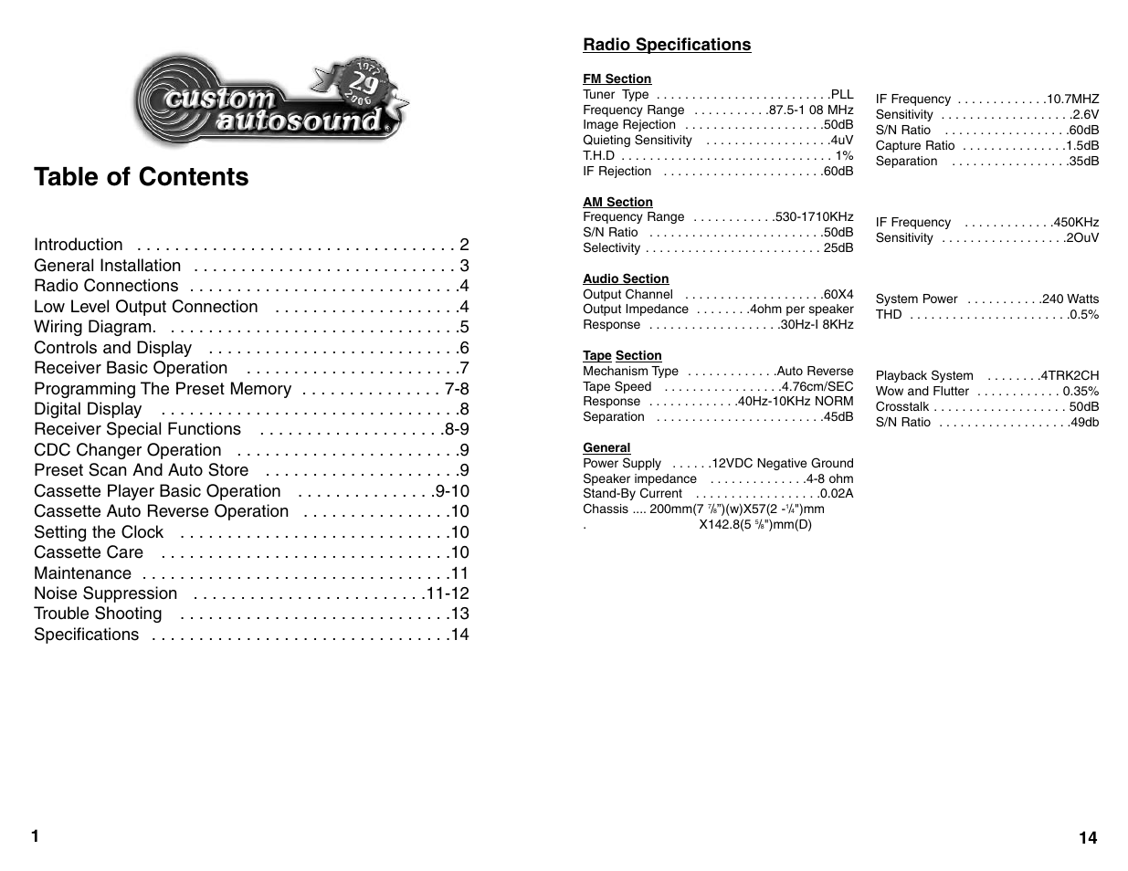 Custom Autosound USA-5 User Manual | Page 2 / 8