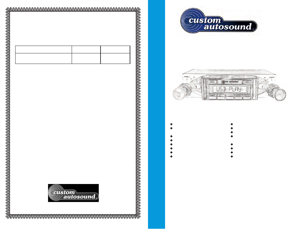 Custom Autosound USA-630II second series User Manual | 10 pages