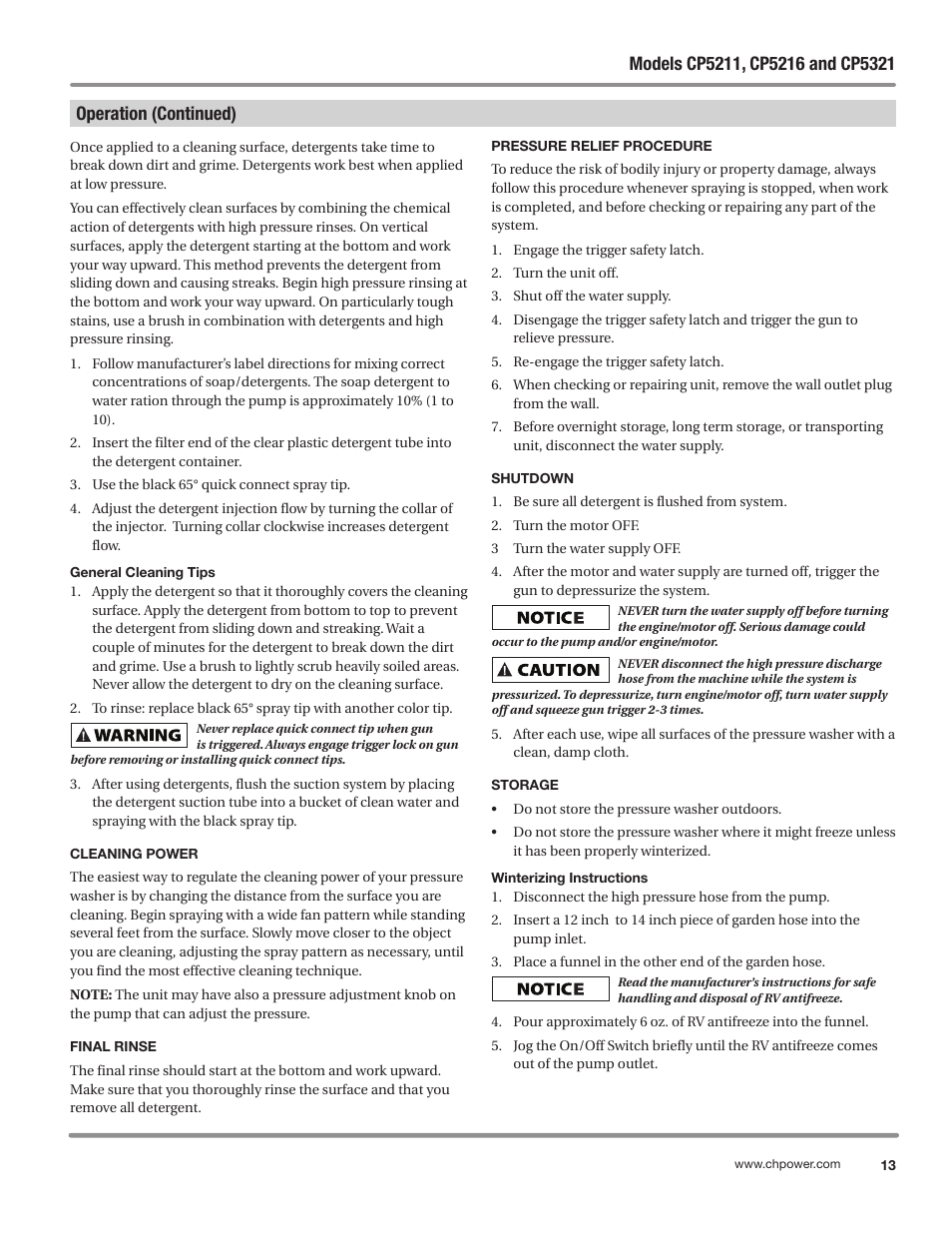 Operation (continued) | Campbell Hausfeld IN469800AV User Manual | Page 13 / 60