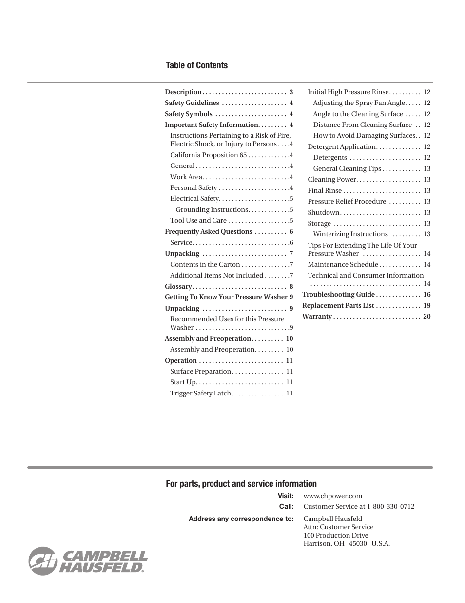 Campbell Hausfeld IN469800AV User Manual | Page 2 / 60