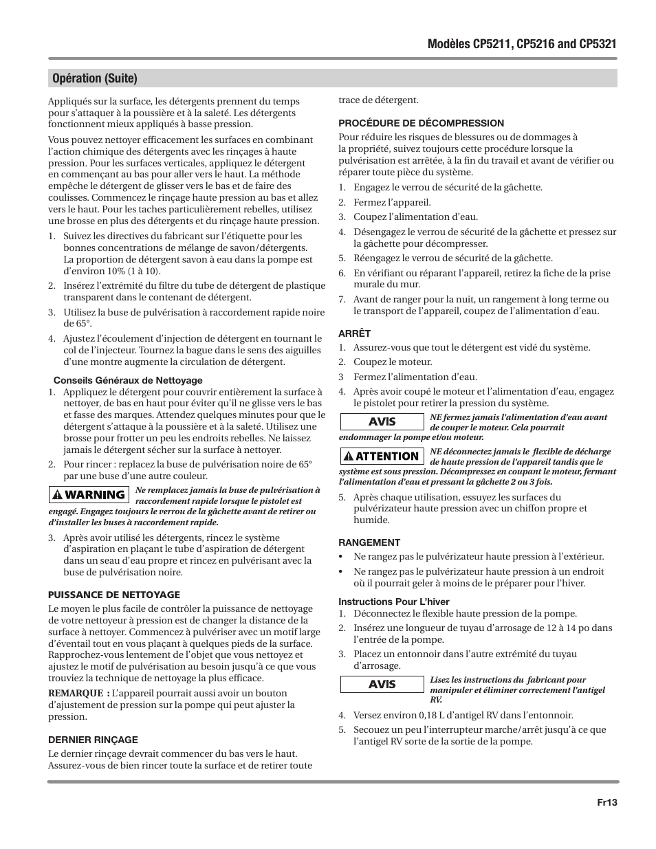 Opération (suite) | Campbell Hausfeld IN469800AV User Manual | Page 33 / 60