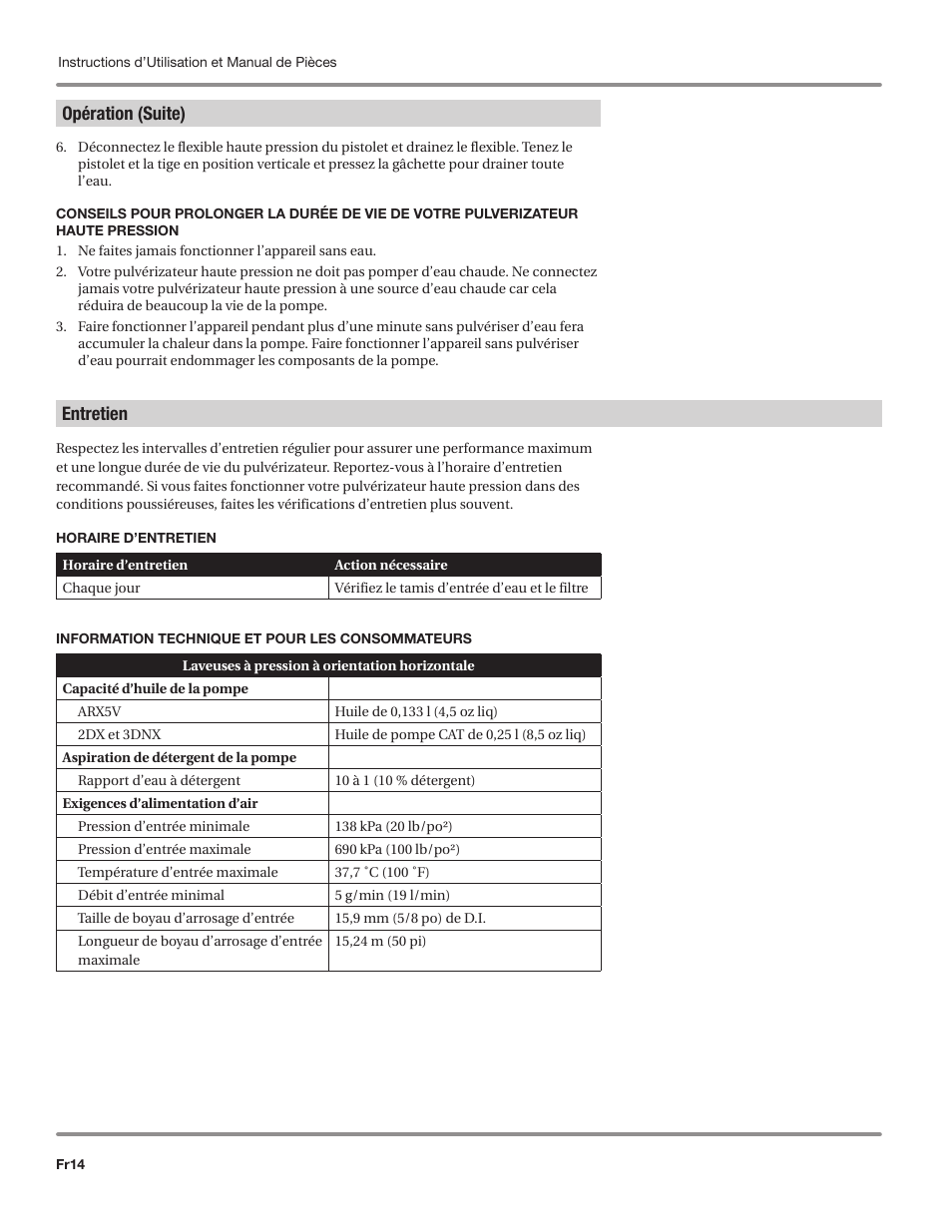 Opération (suite), Entretien | Campbell Hausfeld IN469800AV User Manual | Page 34 / 60