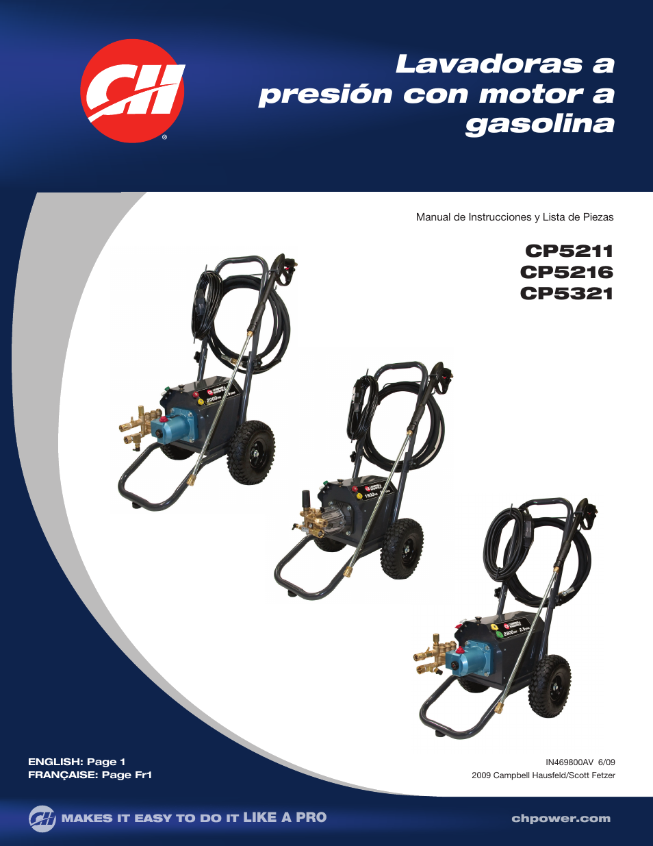 Lavadoras a presión con motor a gasolina | Campbell Hausfeld IN469800AV User Manual | Page 41 / 60