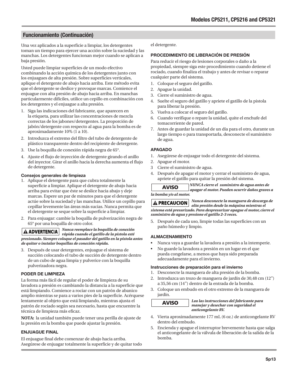 Funcionamiento (continuación) | Campbell Hausfeld IN469800AV User Manual | Page 53 / 60