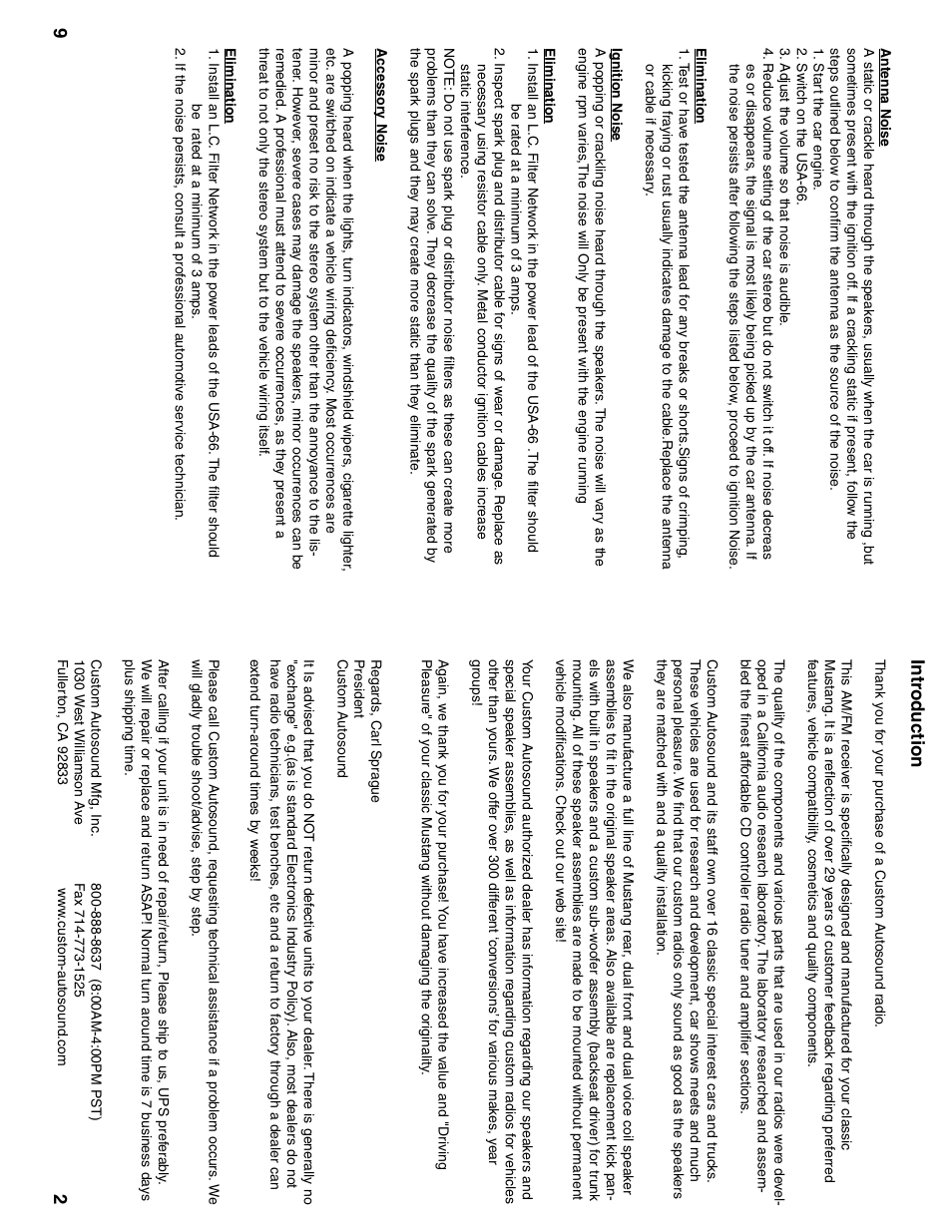 Intr oduction | Custom Autosound USA-66 User Manual | Page 3 / 6