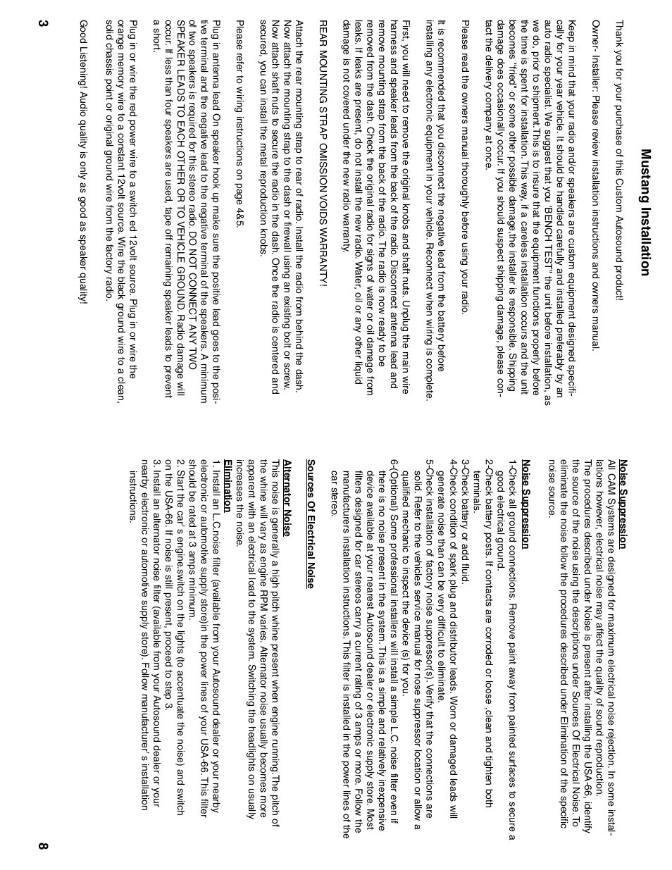 Mustang installation | Custom Autosound USA-66 User Manual | Page 4 / 6