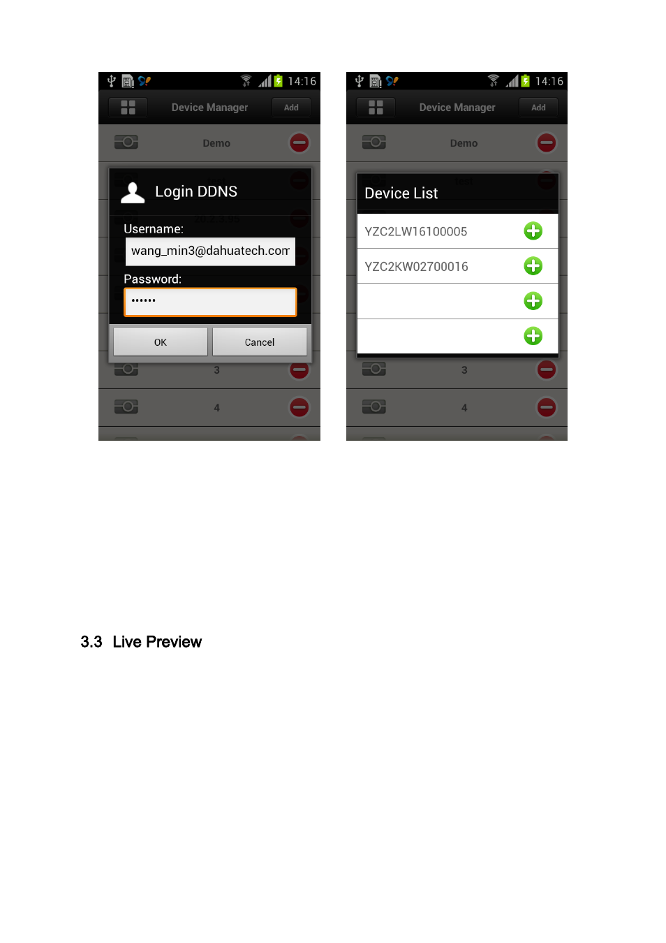 Live preview, 3 live preview | Dahua Technology Mobile Phone Monitor User Manual | Page 10 / 33