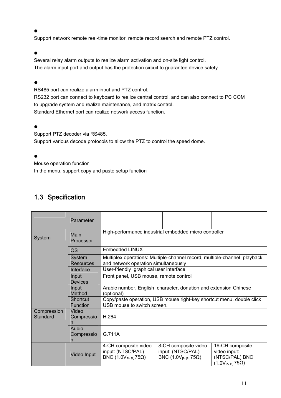 3 specification, 1 4 hdds series, Specification | 4 hdds series | Dahua Technology HE-T User Manual | Page 11 / 149