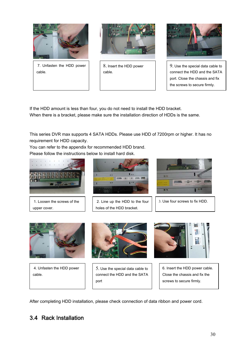 2 4 hdd series, 4 rack installation, 4 hdd series | Rack installation | Dahua Technology HE-T User Manual | Page 30 / 149