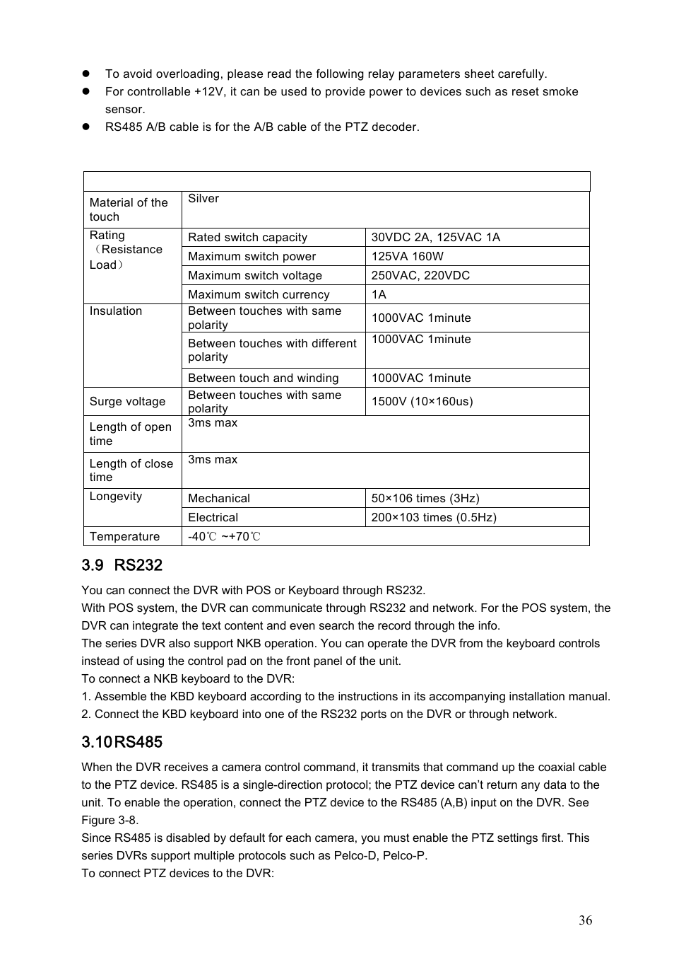9 rs232, 10 rs485, Rs232 | Rs485 | Dahua Technology HE-T User Manual | Page 36 / 149