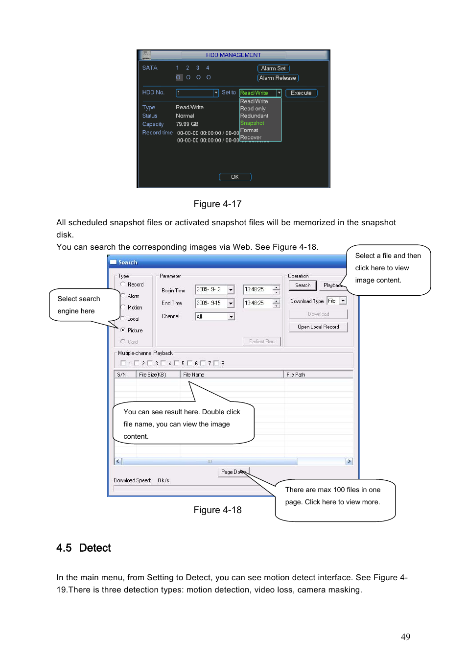 5 detect, 1 go to detect menu, Detect | Dahua Technology HE-T User Manual | Page 49 / 149