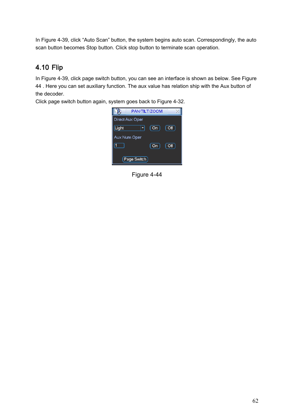 8 activate auto scan, 10 flip, Flip | Dahua Technology HE-T User Manual | Page 62 / 149