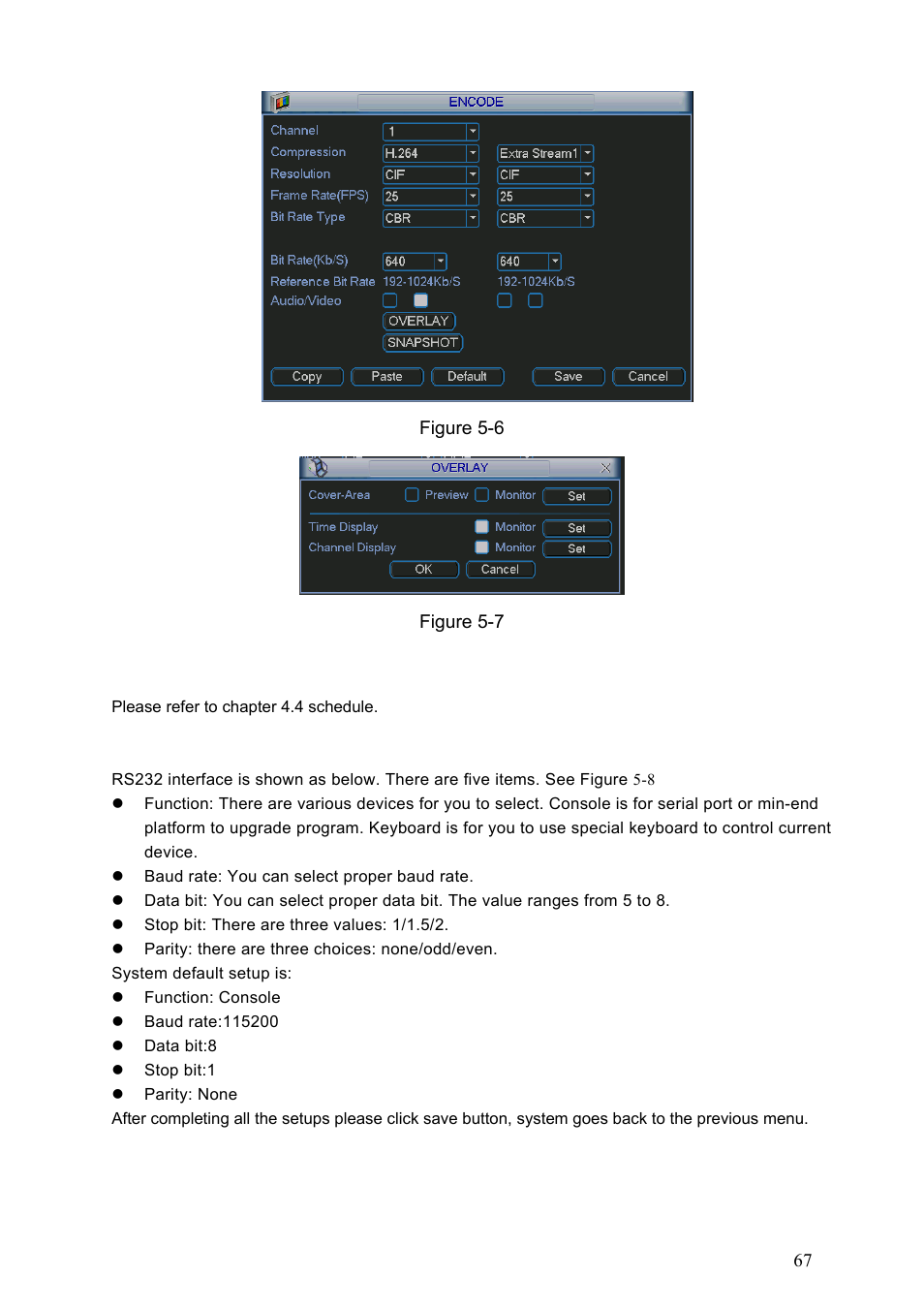 3 schedule, 4 rs232, Schedule | Rs232 | Dahua Technology HE-T User Manual | Page 67 / 149