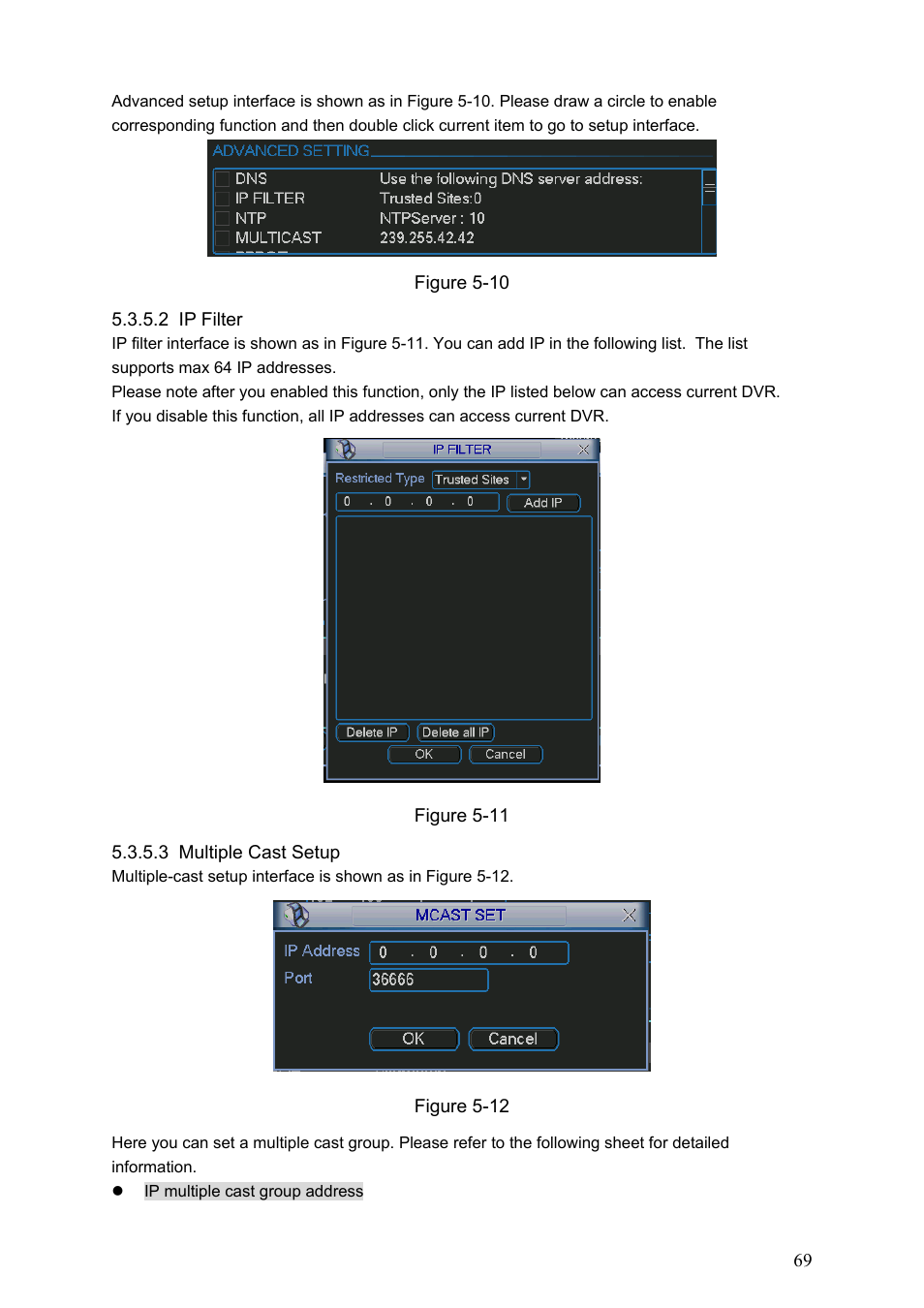 2 ip filter, 3 multiple cast setup | Dahua Technology HE-T User Manual | Page 69 / 149