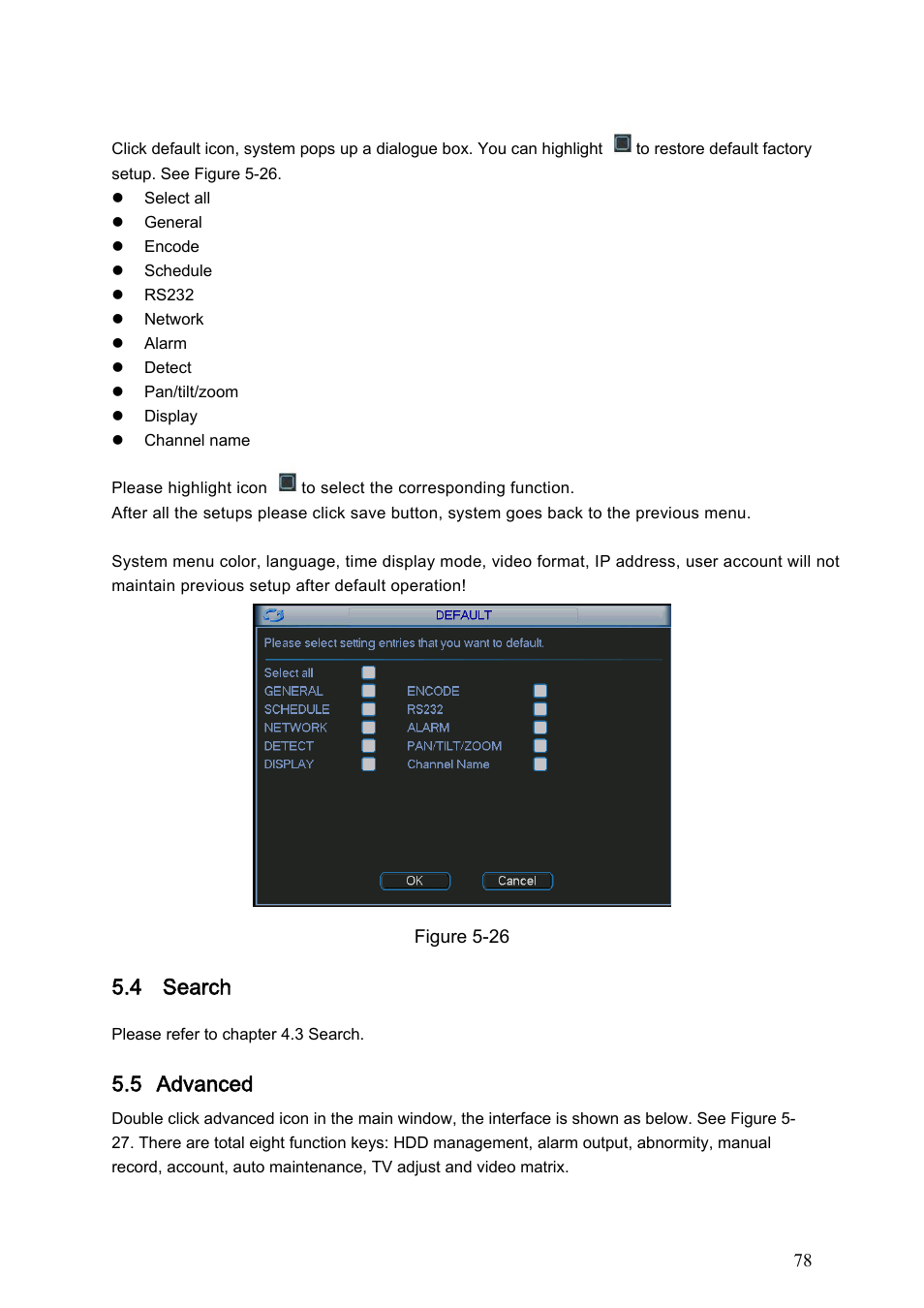 10 default, 4 search, 5 advanced | Default, Search, Advanced | Dahua Technology HE-T User Manual | Page 78 / 149
