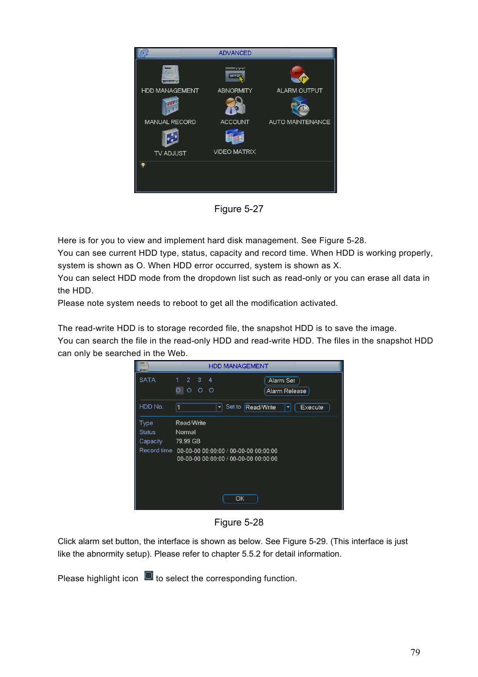 1 hdd management, Hdd management | Dahua Technology HE-T User Manual | Page 79 / 149