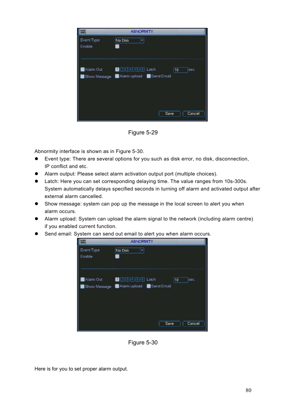 2 abnormity, 3 alarm output, Abnormity | Alarm output | Dahua Technology HE-T User Manual | Page 80 / 149