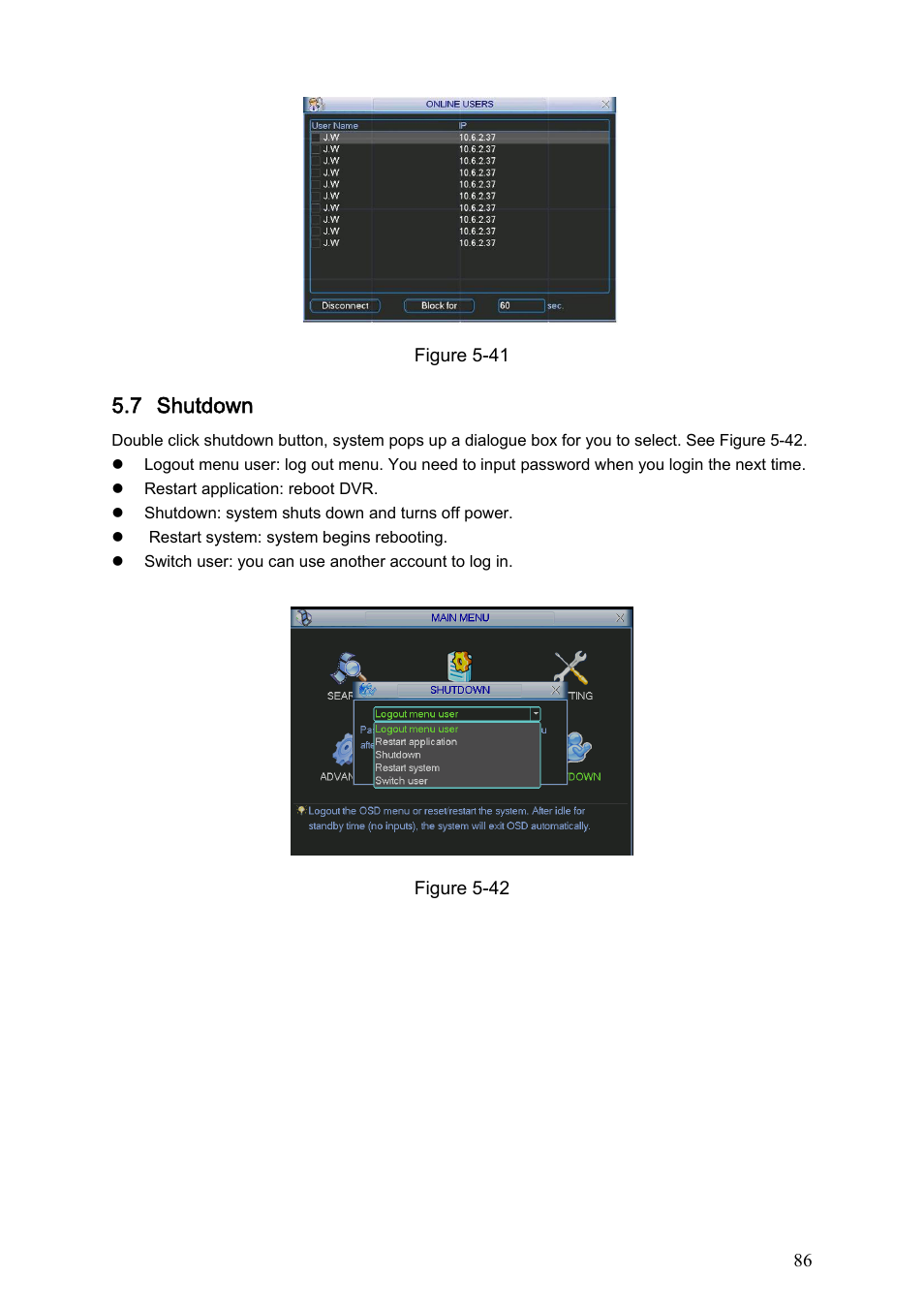 7 shutdown, Shutdown | Dahua Technology HE-T User Manual | Page 86 / 149