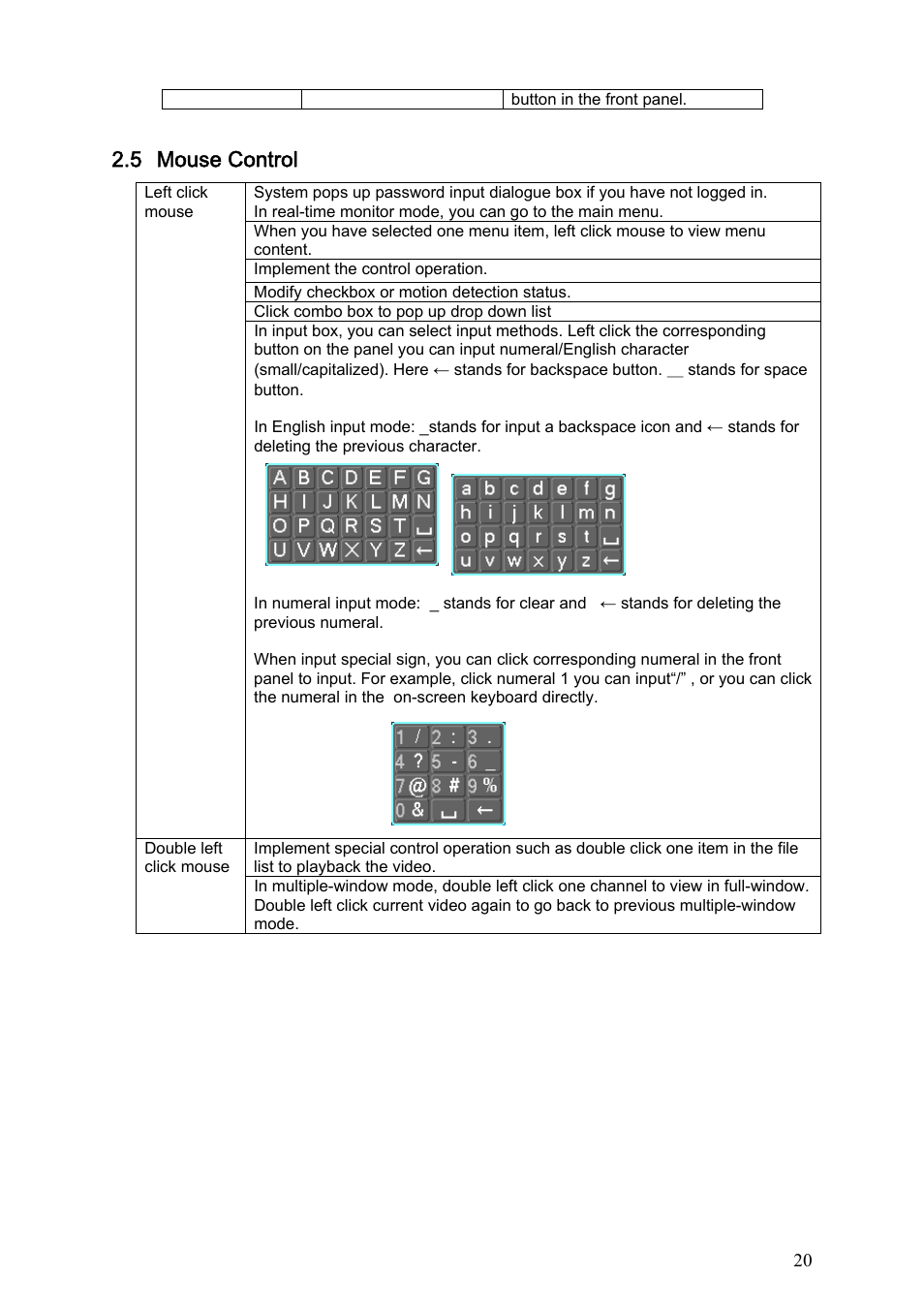 Mouse control, 5 mouse control | Dahua Technology LE-A User Manual | Page 20 / 136