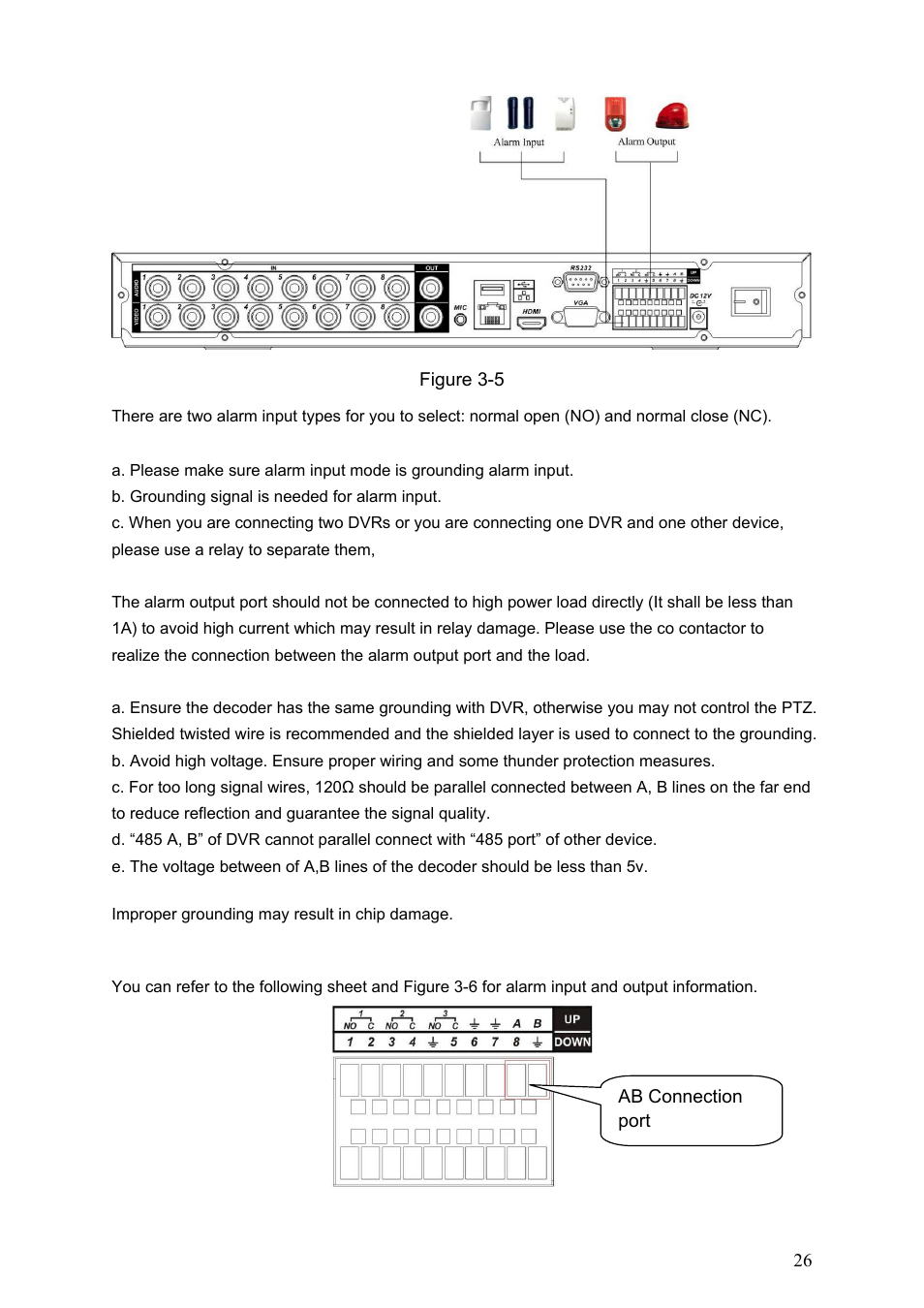 1 alarm input and output details, Alarm input and output details | Dahua Technology LE-A User Manual | Page 26 / 136