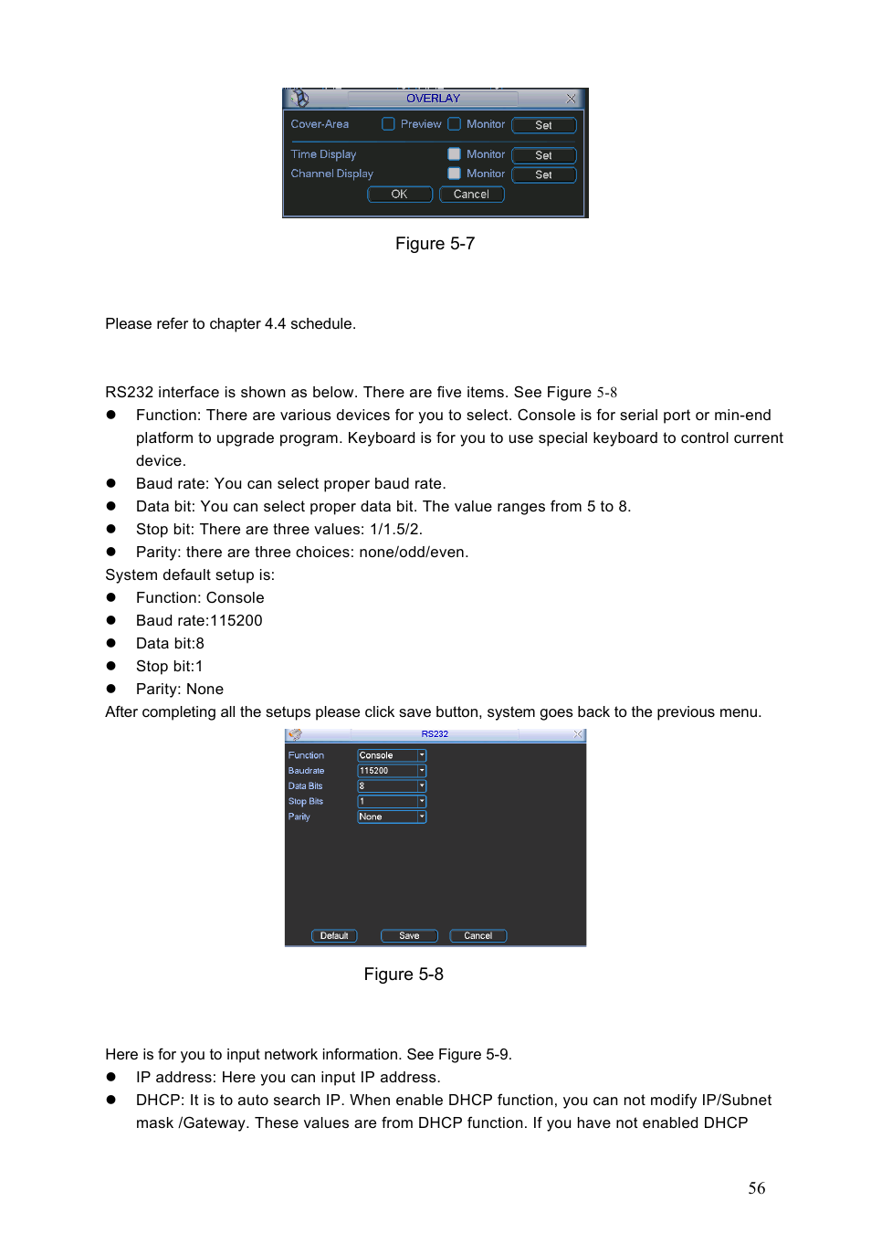 3 schedule, 4 rs232, 5 network | Schedule, Rs232, Network | Dahua Technology LE-A User Manual | Page 56 / 136