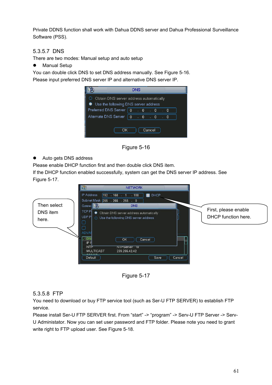 7 dns, 8 ftp | Dahua Technology LE-A User Manual | Page 61 / 136