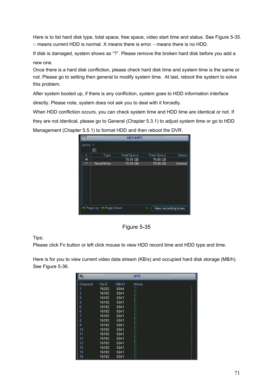 1 hdd information, 2 bps, Hdd information | Dahua Technology LE-A User Manual | Page 71 / 136