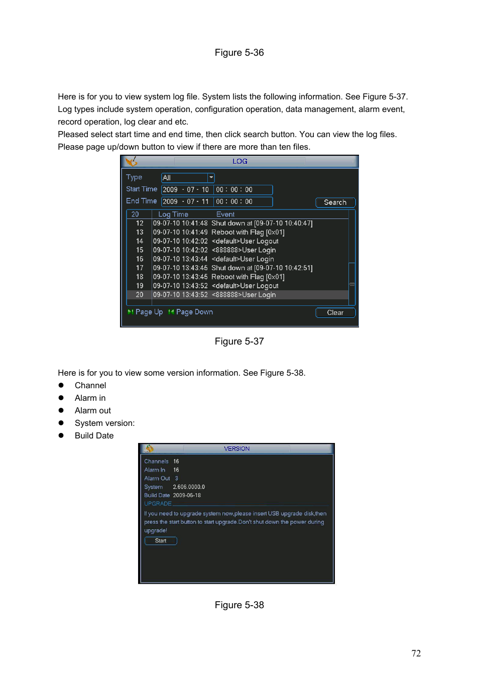 3 log, 4 version, 5 online users | Version, Online users | Dahua Technology LE-A User Manual | Page 72 / 136