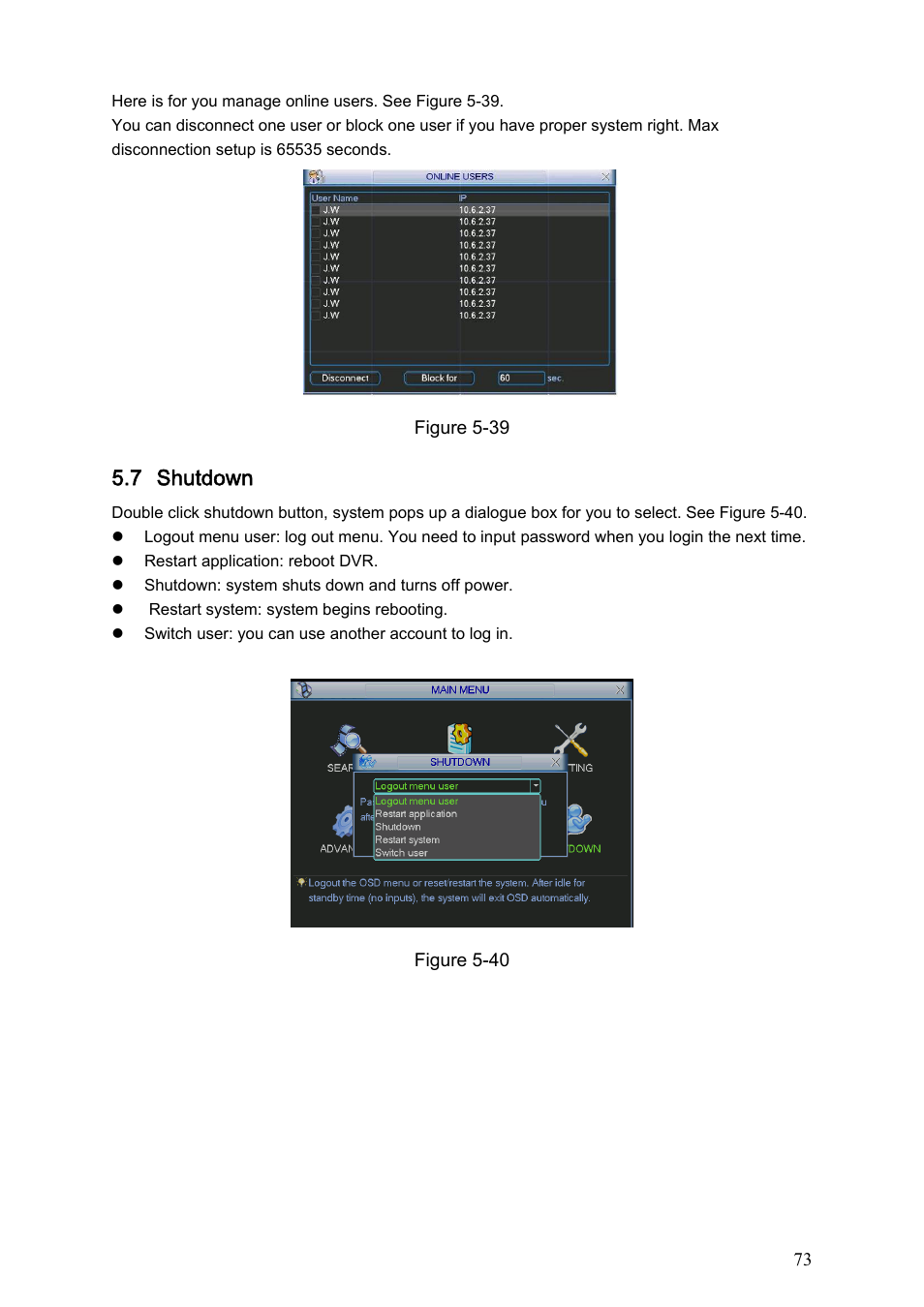 7 shutdown, Shutdown | Dahua Technology LE-A User Manual | Page 73 / 136